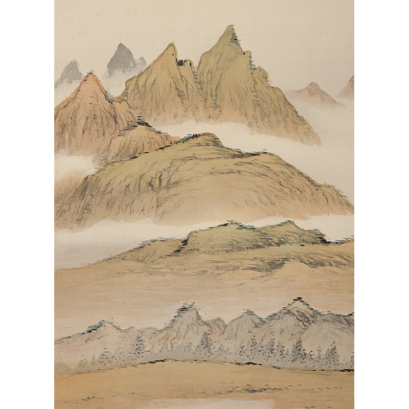 五】矢野橋村 『秋江漁者図』 絹本 淡彩 真作 掛軸 共箱 ／ 本品の終了