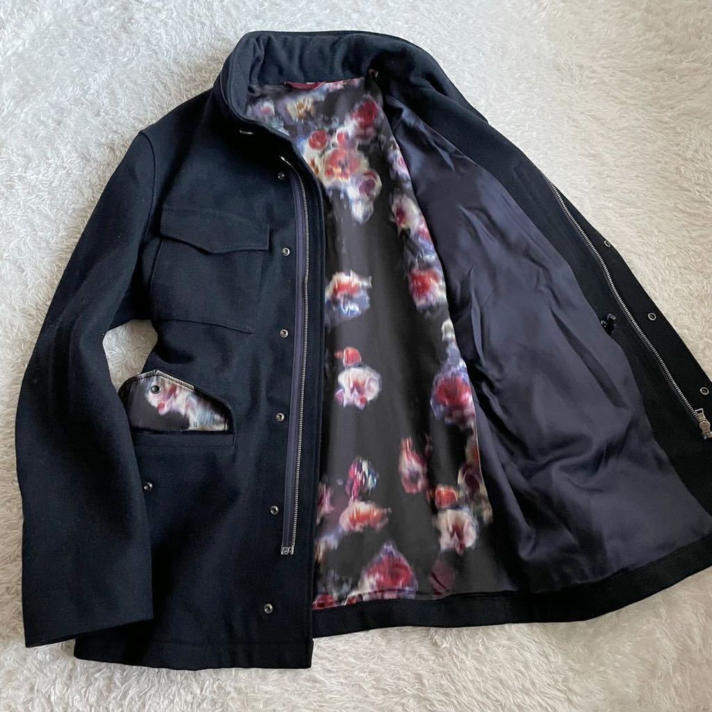 豊富な，定番 245 ポールスミス 溢れ出る英国調 Paul Smith 極上ウールカシミヤ素材&times;裏地花柄 ミリタリー コート フード収納 ブラックLL位(XLサイズ以上)｜売買されたオークション情報、yahooの商品情報を XLサイズ以上