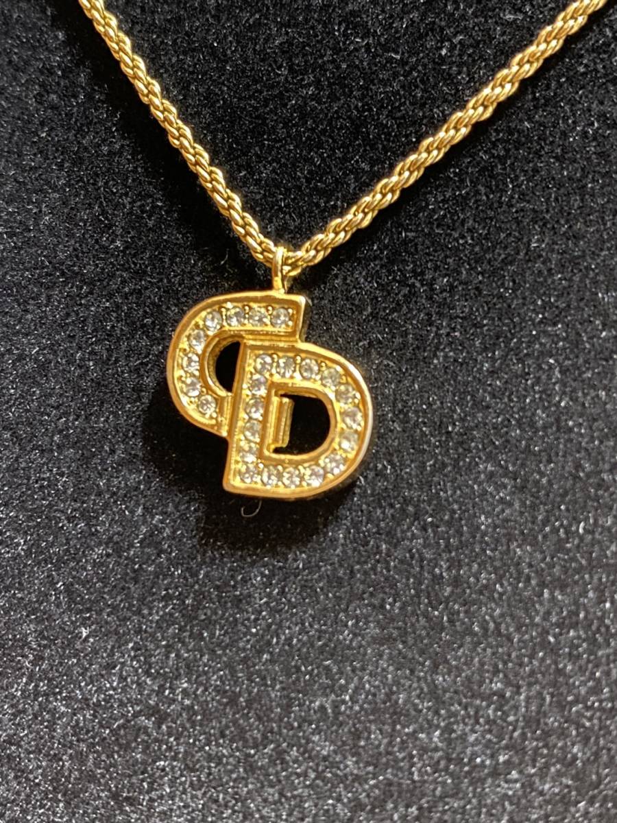 Christian Dior ラインストーン ロゴ ネックレス CDロゴ クリスチャン