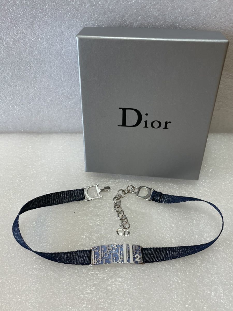 極美品 Dior ディオール プレート デニム ネックレス チョーカー 希少 