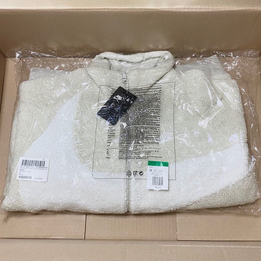 新品★NIKE BIG SWOOSH BOA JACKET XL ナイキ ビッグスウッシュボアジャケット オフホワイト 白 ベージュ リバーシブル アウター ブルゾン NIKE Swoosh Big LL 2L Black◇ボア
