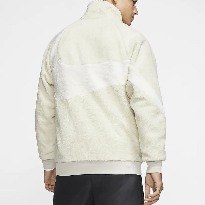 新品★NIKE BIG SWOOSH BOA JACKET XL ナイキ ビッグスウッシュボアジャケット オフホワイト 白 ベージュ リバーシブル アウター ブルゾン NIKE Swoosh Big LL 2L Black◇ボア