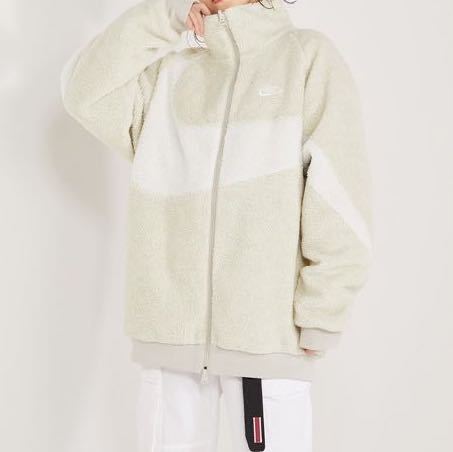 新品★NIKE BIG SWOOSH BOA JACKET XL ナイキ ビッグスウッシュボアジャケット オフホワイト 白 ベージュ リバーシブル アウター ブルゾン NIKE Swoosh Big LL 2L Black◇ボア