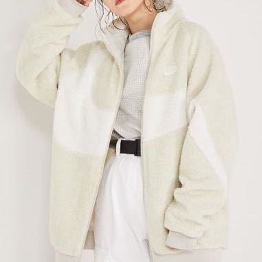 新品★NIKE BIG SWOOSH BOA JACKET XL ナイキ ビッグスウッシュボアジャケット オフホワイト 白 ベージュ リバーシブル アウター ブルゾン NIKE Swoosh Big LL 2L Black◇ボア