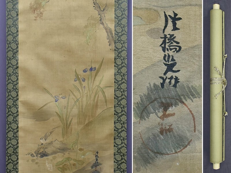 数量限定，得価 真作 尾形光琳 菖蒲に小禽図 杜若 掛軸 su98(花鳥、鳥獣)｜売買されたオークション情報、yahooの商品情報をアーカイブ公開 - オークファン 花鳥、鳥獣