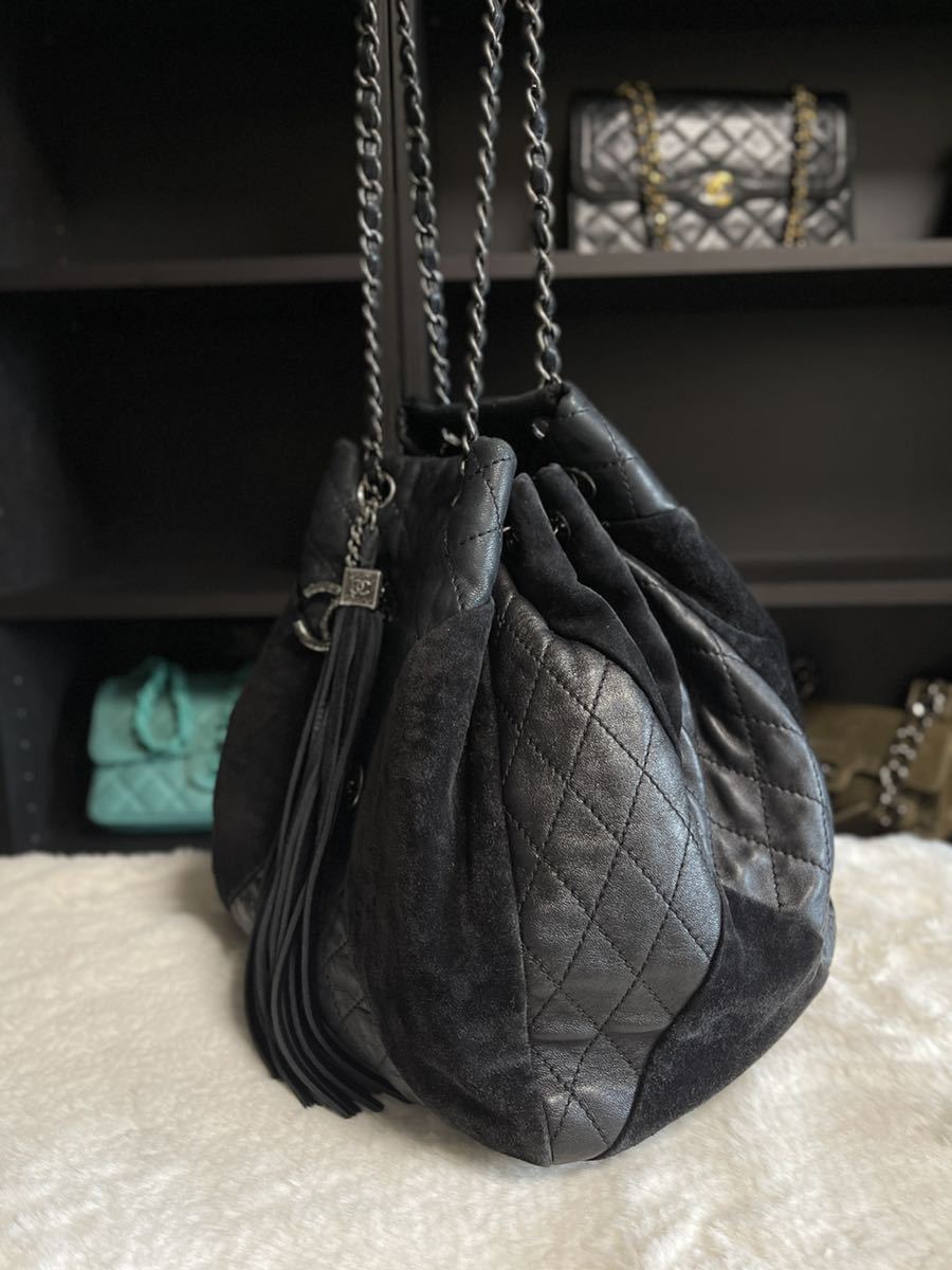 美品 シャネル CHANEL 巾着 マトラッセ ショルダーチェーンバッグ 巾着
