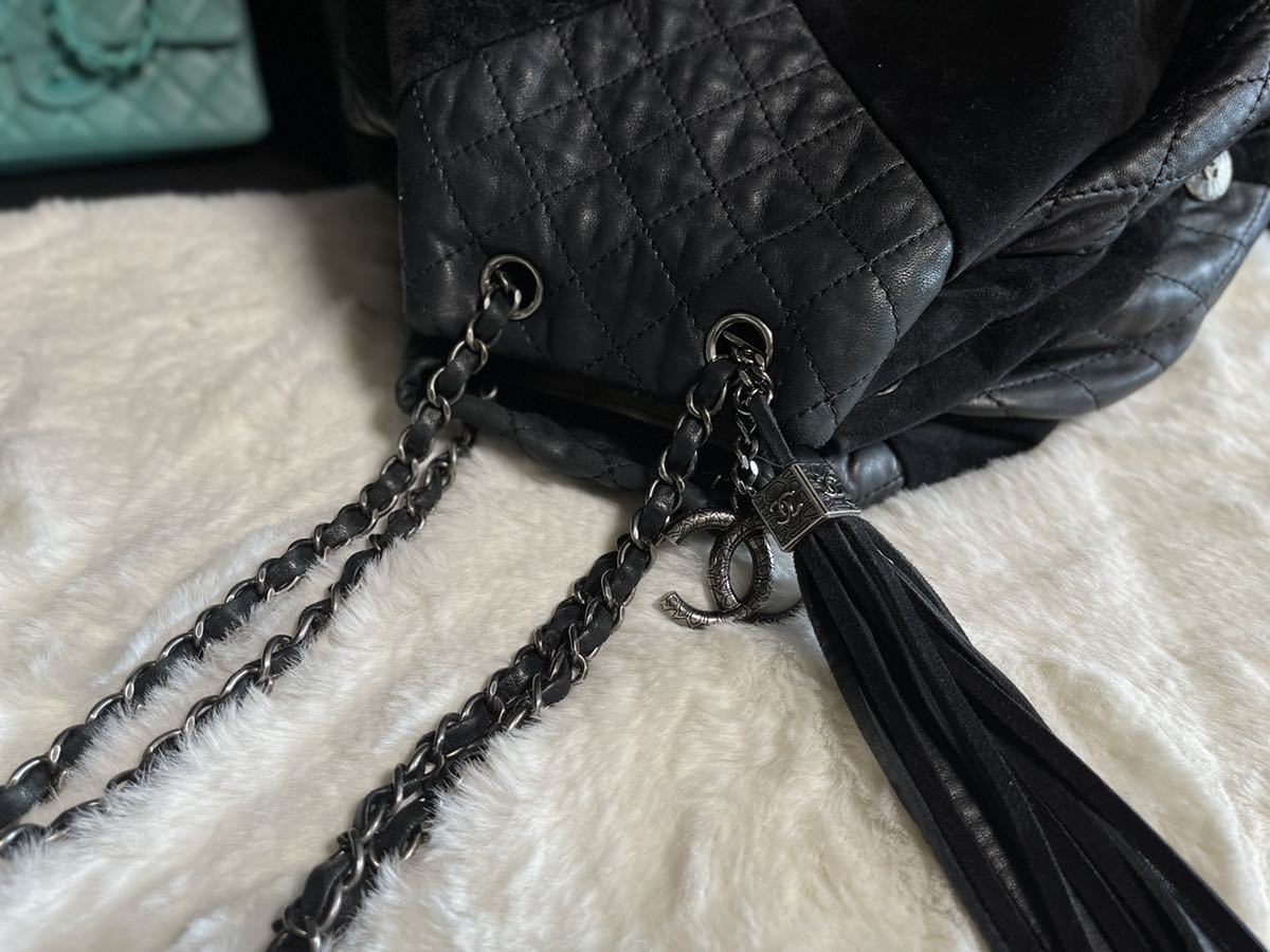 美品 シャネル CHANEL 巾着 マトラッセ ショルダーチェーンバッグ 巾着