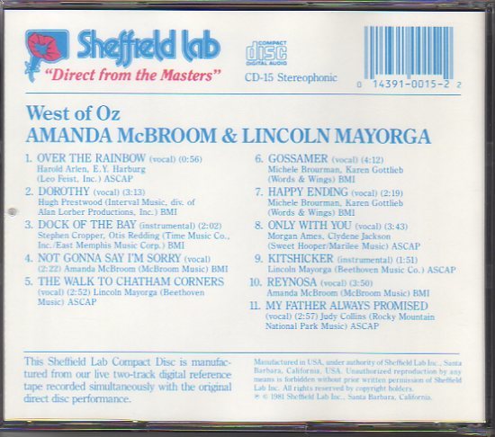 Lincoln Mayorga & Amanda McBroom「West of Oz」Sheffield Lab