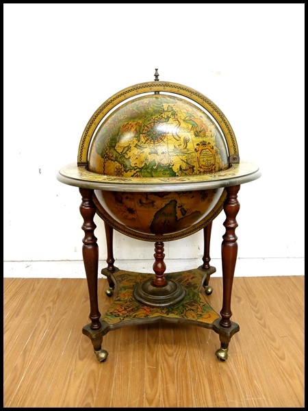 アンティーク調 地球儀型 ワゴン ワイン バーキャビネット 希少