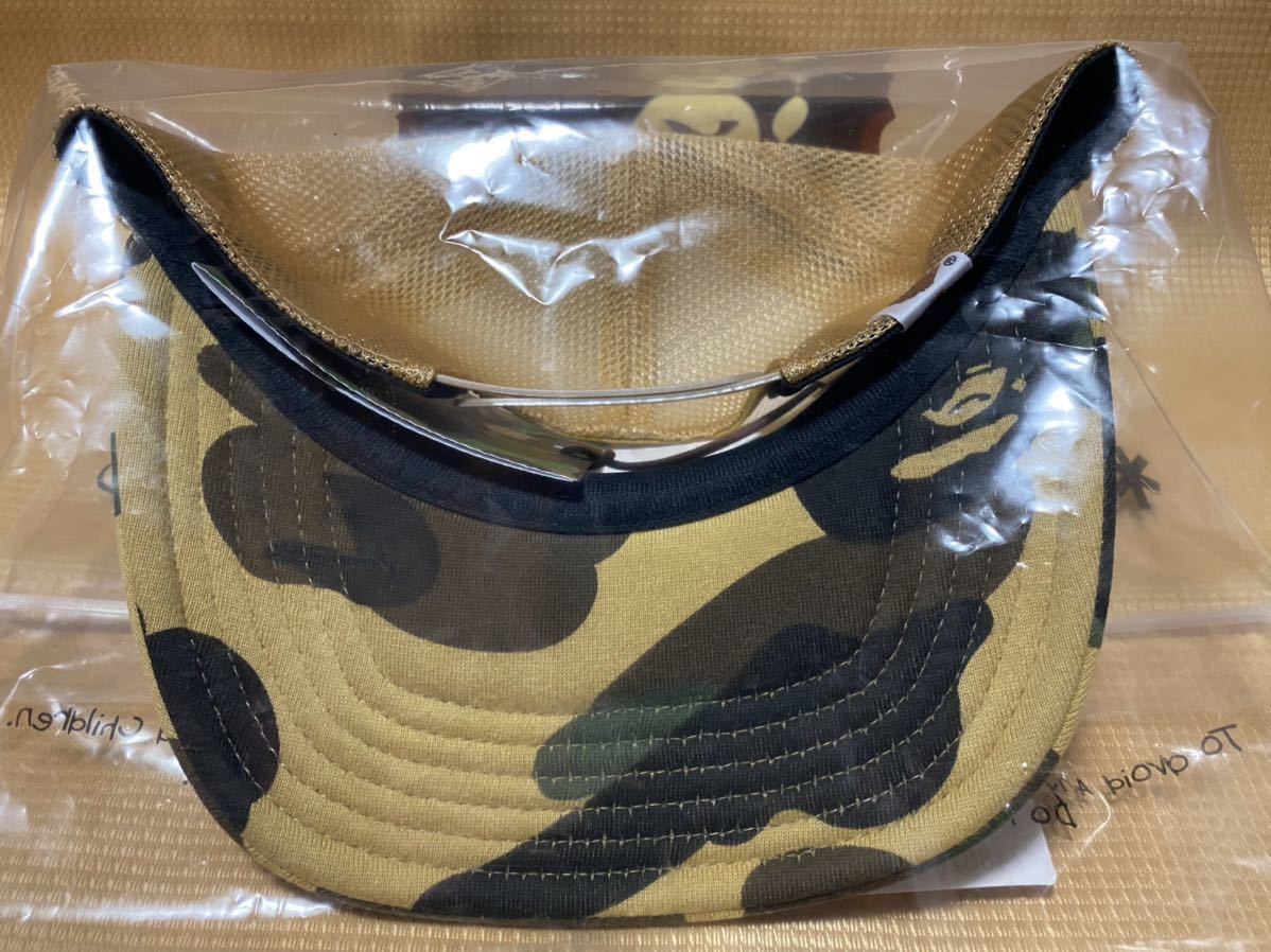Yellow】A BATHING APE BAPE × STUSSY TRUCKER CAP エイプ