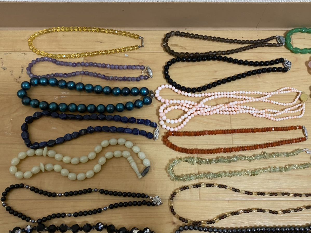 1スタ SILVER刻印 留め具 シルバー カラーストーン ネックレス 38点 1.5kg まとめて 大量 925 アクセサリー 宝石 オニキス 虎目 アメジスト_3