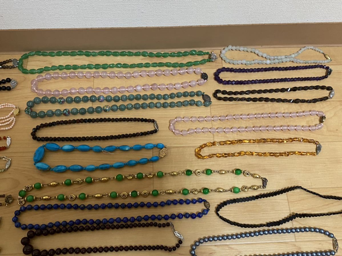 1スタ SILVER刻印 留め具 シルバー カラーストーン ネックレス 38点 1.5kg まとめて 大量 925 アクセサリー 宝石 オニキス 虎目 アメジスト_5