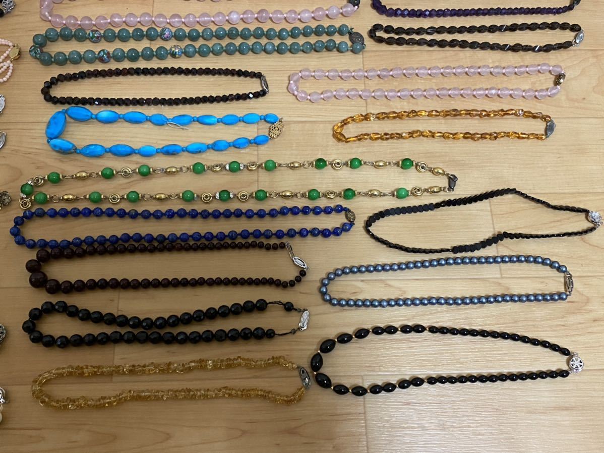 1スタ SILVER刻印 留め具 シルバー カラーストーン ネックレス 38点 1.5kg まとめて 大量 925 アクセサリー 宝石 オニキス 虎目 アメジスト_6