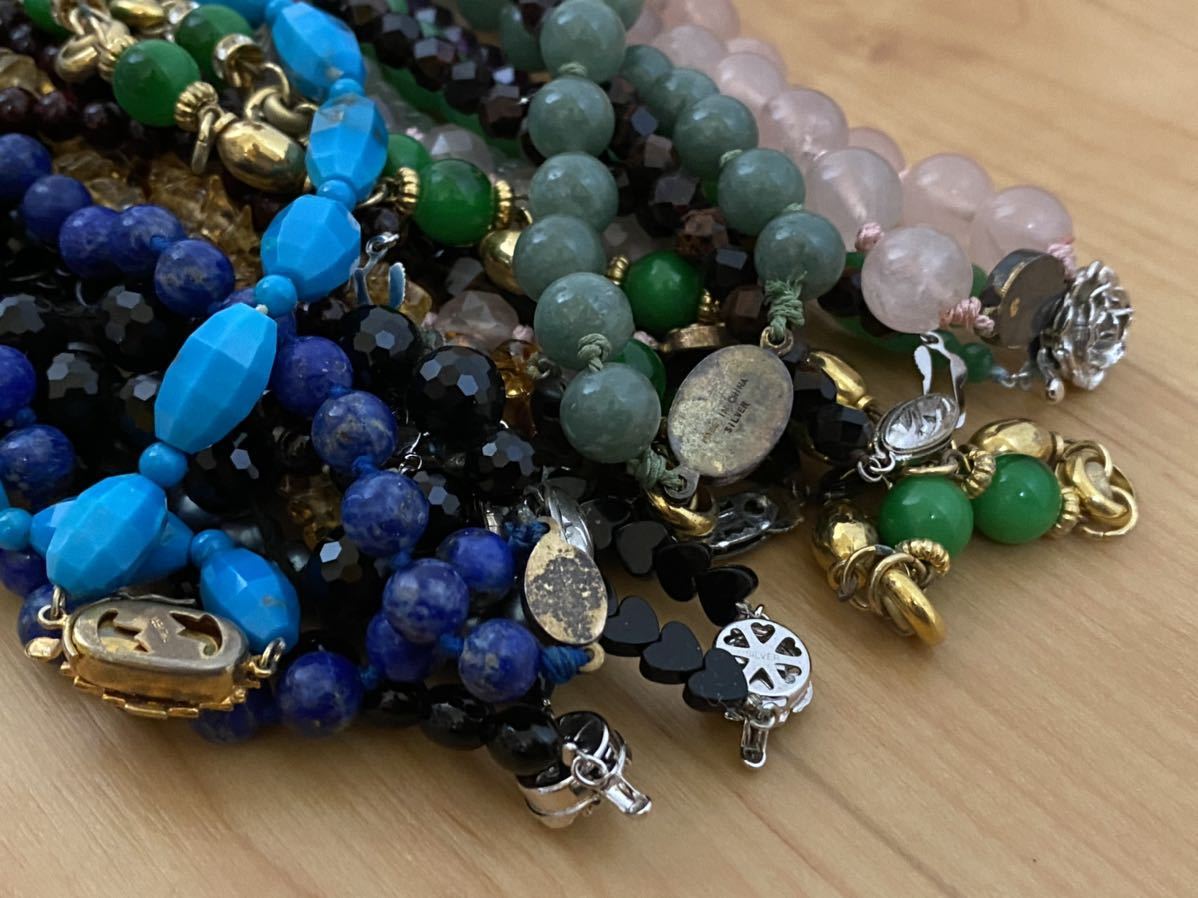 1スタ SILVER刻印 留め具 シルバー カラーストーン ネックレス 38点 1.5kg まとめて 大量 925 アクセサリー 宝石 オニキス 虎目 アメジスト_8