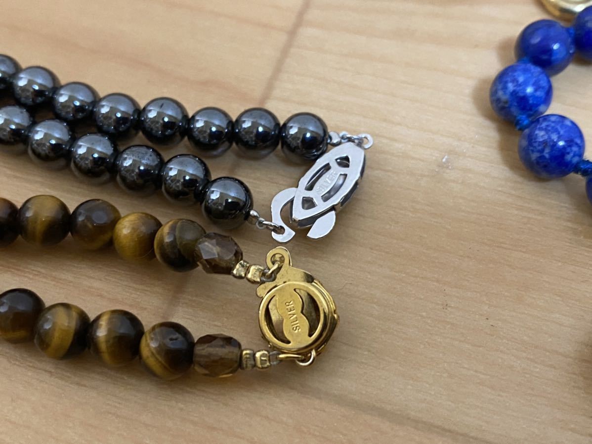 1スタ SILVER刻印 留め具 シルバー カラーストーン ネックレス 38点 1.5kg まとめて 大量 925 アクセサリー 宝石 オニキス 虎目 アメジスト_9