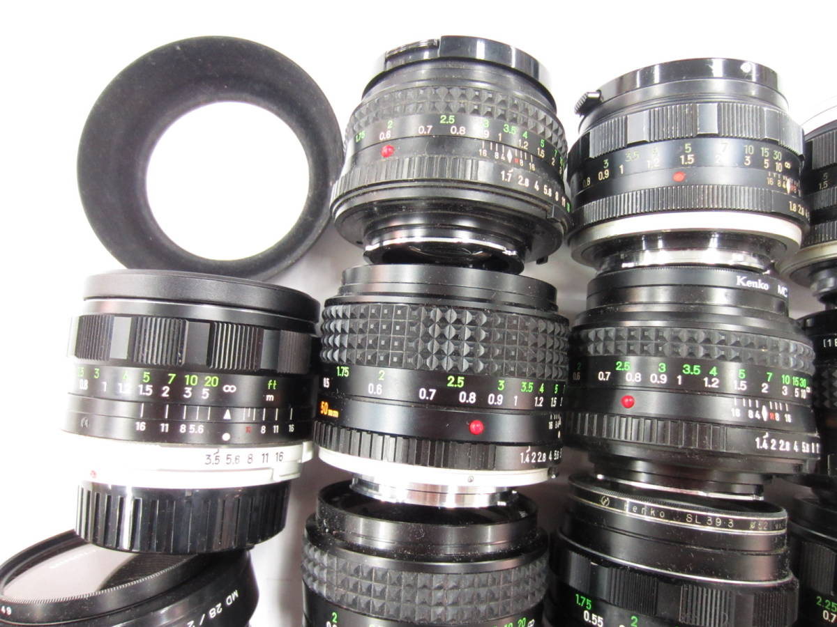 【ジャンク/名機】Minolta SRT SUPER 黒 +広角/望遠レンズ3本 2216)ジャンク カメラレンズ MINOLTA MC W.ROKKOR-SG 3.5 28mm AUTO