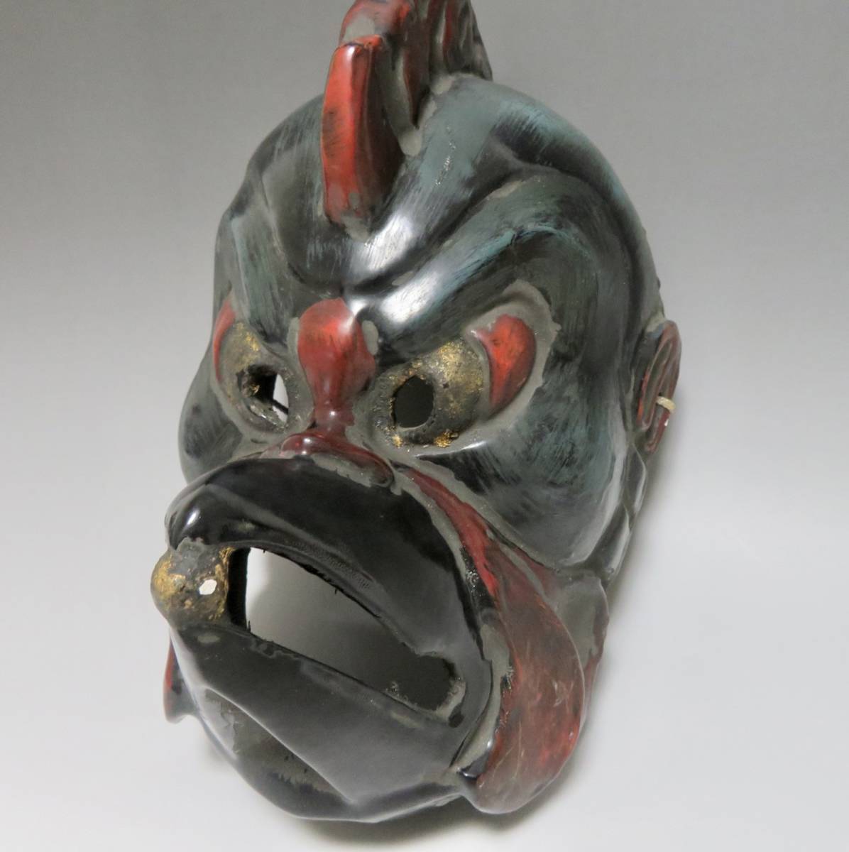 骨董屋整理品】希少 伎楽面 迦楼羅 能面師 石津玉秀作 乾漆 カルラ 壁