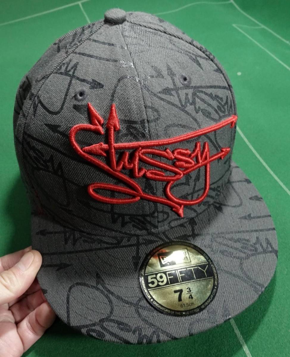  ニューエラ ステューシーSTUSSY 矢印筆記体ロゴ 総柄 6パネル 59FIFTY キャップ グレー 61.5cm(ニューエラ)｜売買されたオークション情報、yahooの商品情報をアーカイブ公開 - オークファン ニューエラ