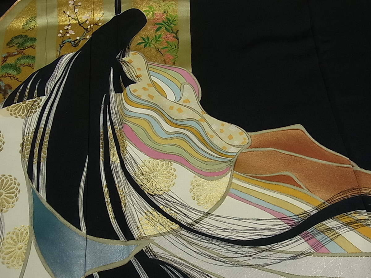 平和屋着物□豪華黒留袖 作家物 十二単 為典子女史 本金箔 逸品 未使用 