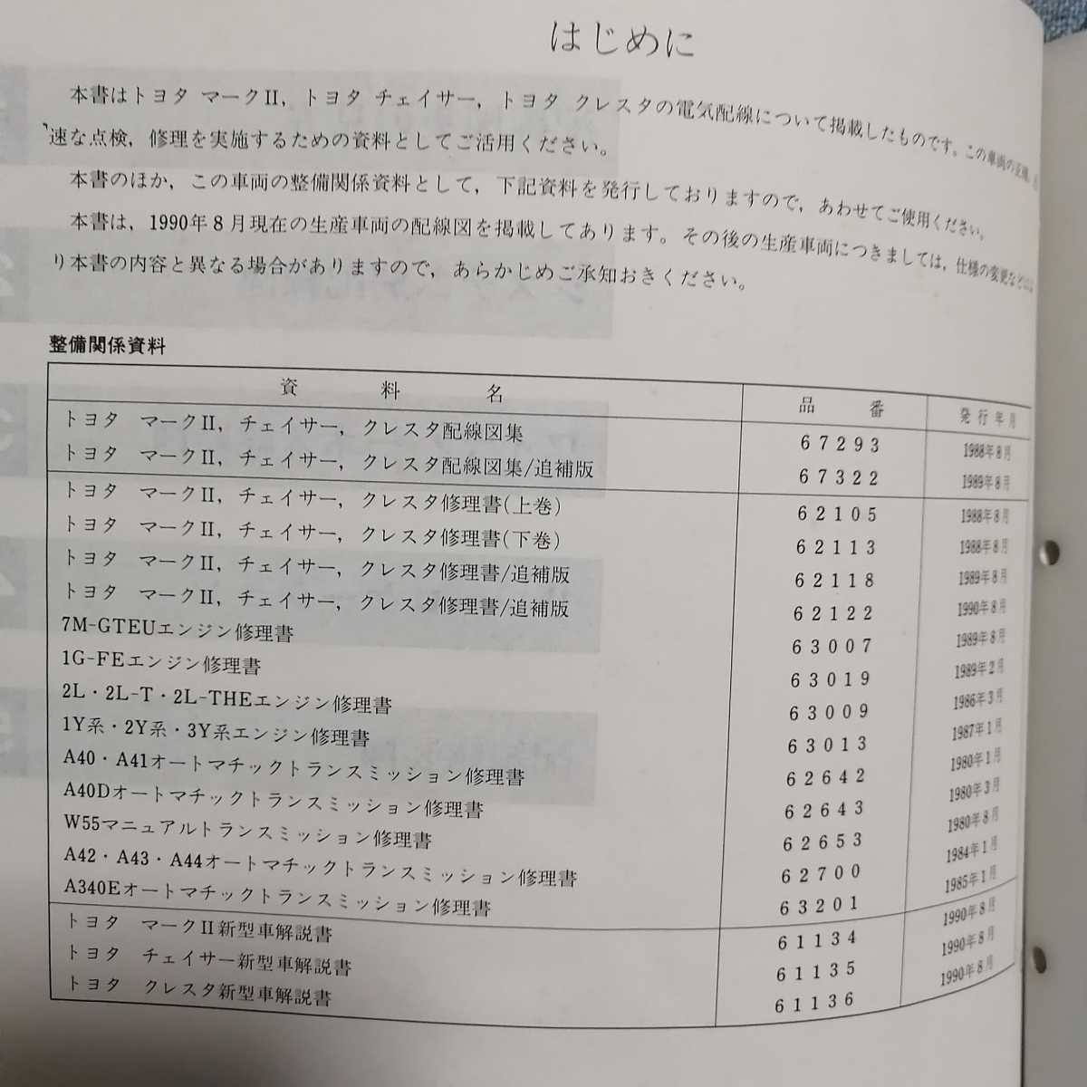 チェイサー クレスタ トヨタ 追補版 E-SX80 配線図集 マークⅡ GX81