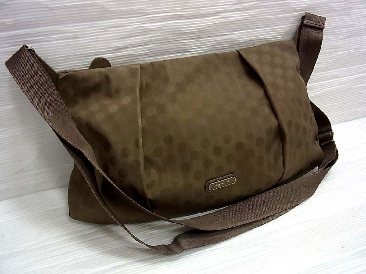 美品□アニエスベー ショルダーバッグ ドット柄 水玉 クロスボディー 