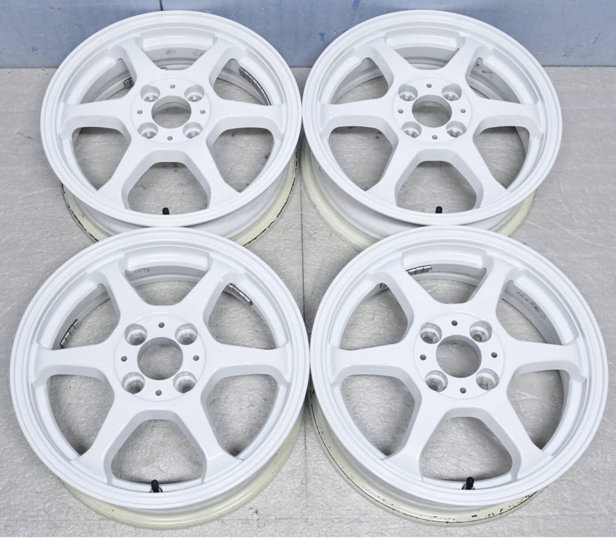 社外 6本スポーク ホワイト 15インチ 5J 4H-100 +40 4本 軽自動車 K 