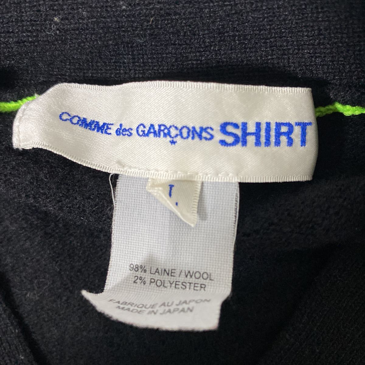 美品 コムデギャルソン SHIRT 蛍光 ライン ウール ニット カーディガン 