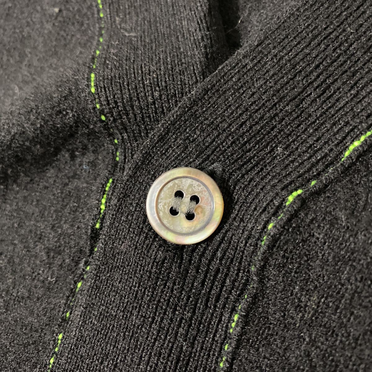 美品 コムデギャルソン SHIRT 蛍光 ライン ウール ニット カーディガン 