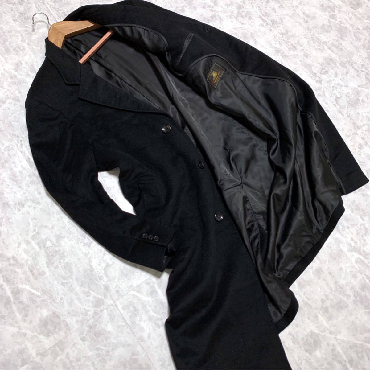 O ＊ 美品 '極上カシミヤ100%' 高級感溢れる 最高峰 CASHMERE ロング チェスター コート sizeLL 着心地抜群 メンズ 紳士服 アウター BLACK
