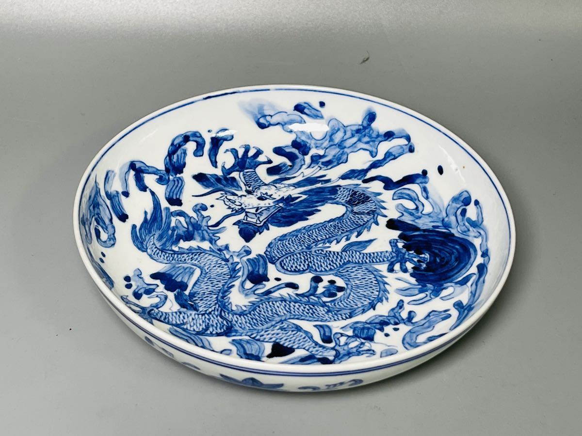 中国古玩 唐物 青磁染付獣耳玉乗唐獅子図大花瓶 61・5cm 検/清朝