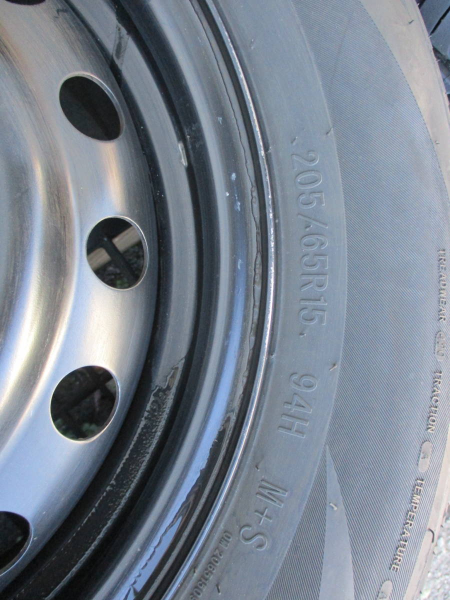 スチールホイール付き夏タイヤ 中古4本 205/65R15 5穴 PCD114.3 15×6J 