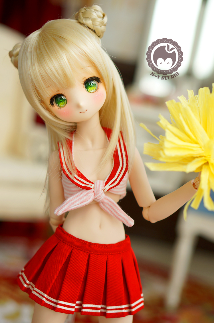 MDD (S/M/L胸)、可愛いチアリーダー制服4点セット☆レッド(ドルフィー