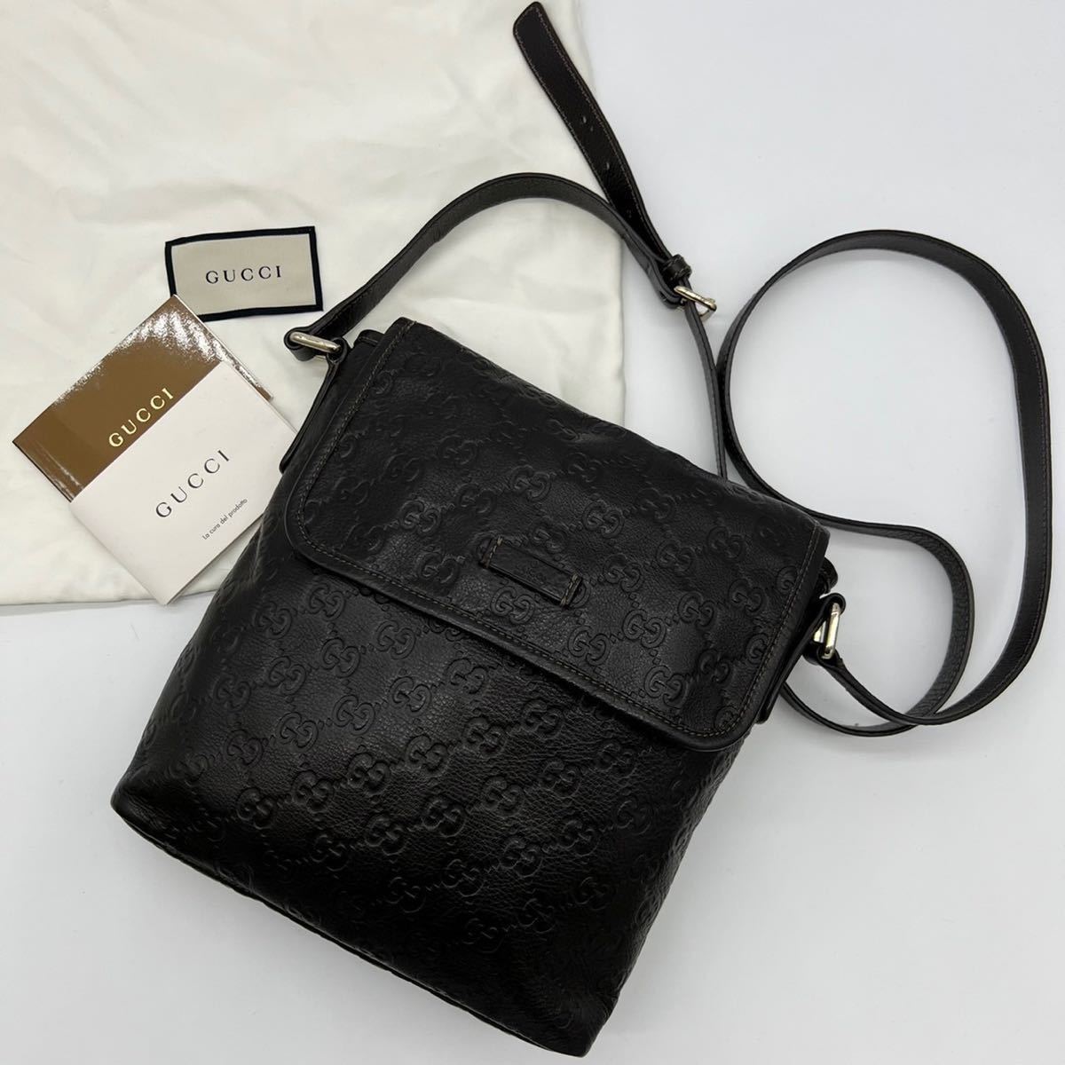 1円【新品同様】GUCCI グッチ GG シマ ボックス型 ショルダー