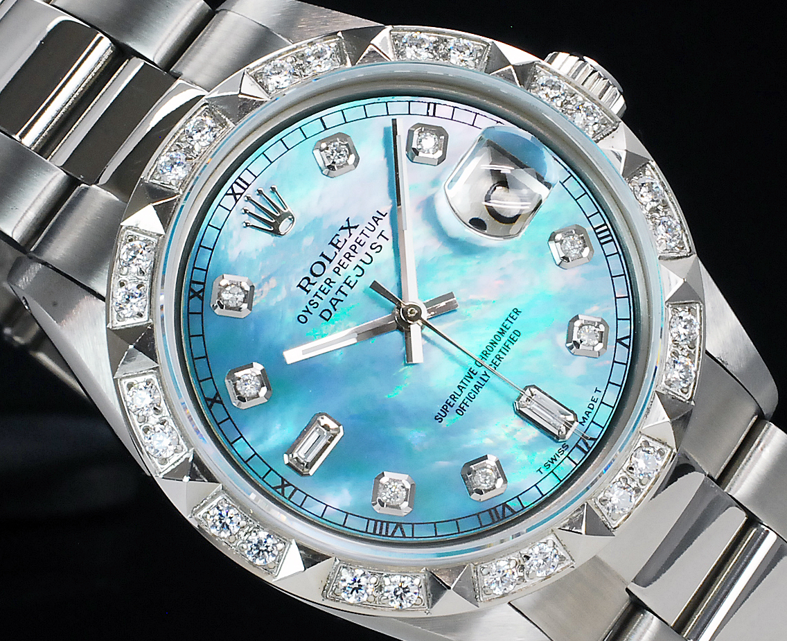 ロレックス デイトジャスト | アイスブルー - メンズ 新品)ROLEX 中古