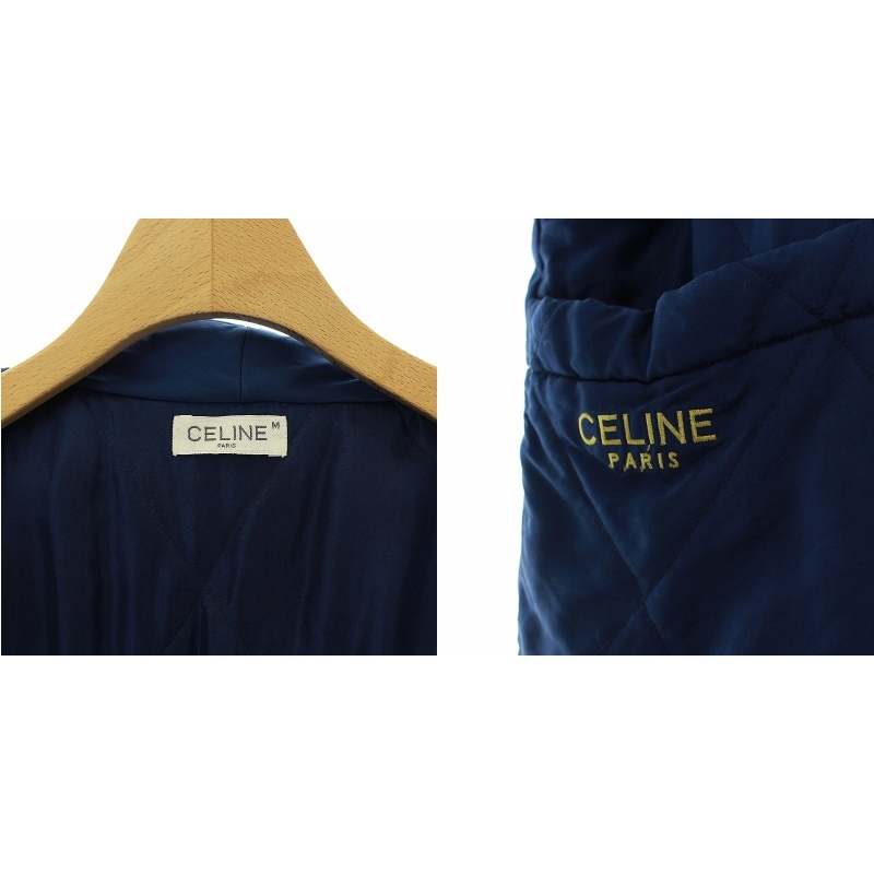 セリーヌ CELINE ヴィンテージ キルティングコート 中綿 ロング丈 絹 シルク M 青 ブルー ■GY2 /SI28 レディース セリーヌ CELINE キルティングコート coat(セリーヌ)キルティングコート CELINE（ロングコート）のフリマアイテム一覧 公式RAGTAG