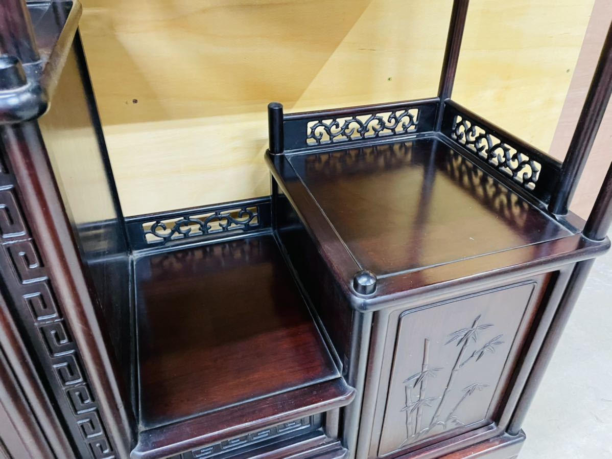 茶棚 和家具 飾り棚 唐木 茶箪笥 違い棚 紫檀 レトロ 奈良発 中国美術 低い 昭和レトロの 公式通販 ② 煎茶道具 時代家具