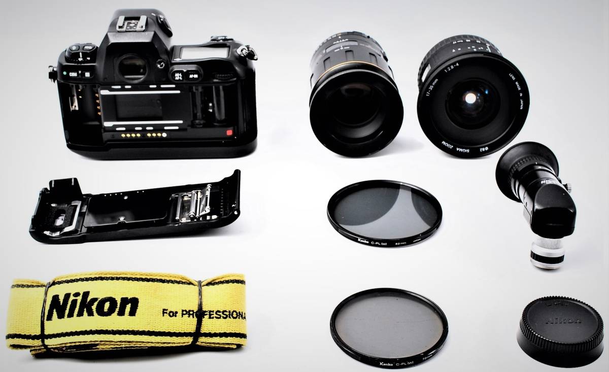 ★ NIKON ニコン F100 + DR-4 + SIGMA 17-35mm D F2.8-4 + TAMRON SP AF MACRO 90mm F2.8 ★ かなり美品 動作品 訳有 ★ 一円出品 送料無料 F100 Nikon ニコン a D800 F-Mount