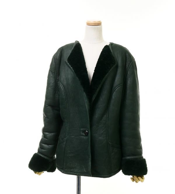 GH8337■イタリア製■トラサルディ/TRUSSARDI*羊革 リアルムートン*コート*ジャケット*グリーン系*レディース*サイズL相当