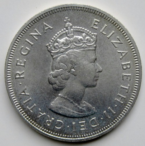 ◇英領バミューダ諸島 1クラウン銀貨 1959年 エリザベス2世 準未使用