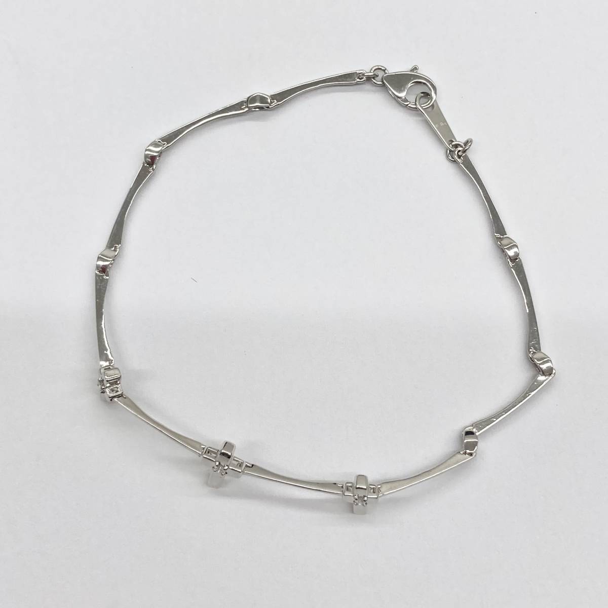 最落無し】K18WG ダイヤモンドブレスレット 0.03ct 約18cm 約3.42g 