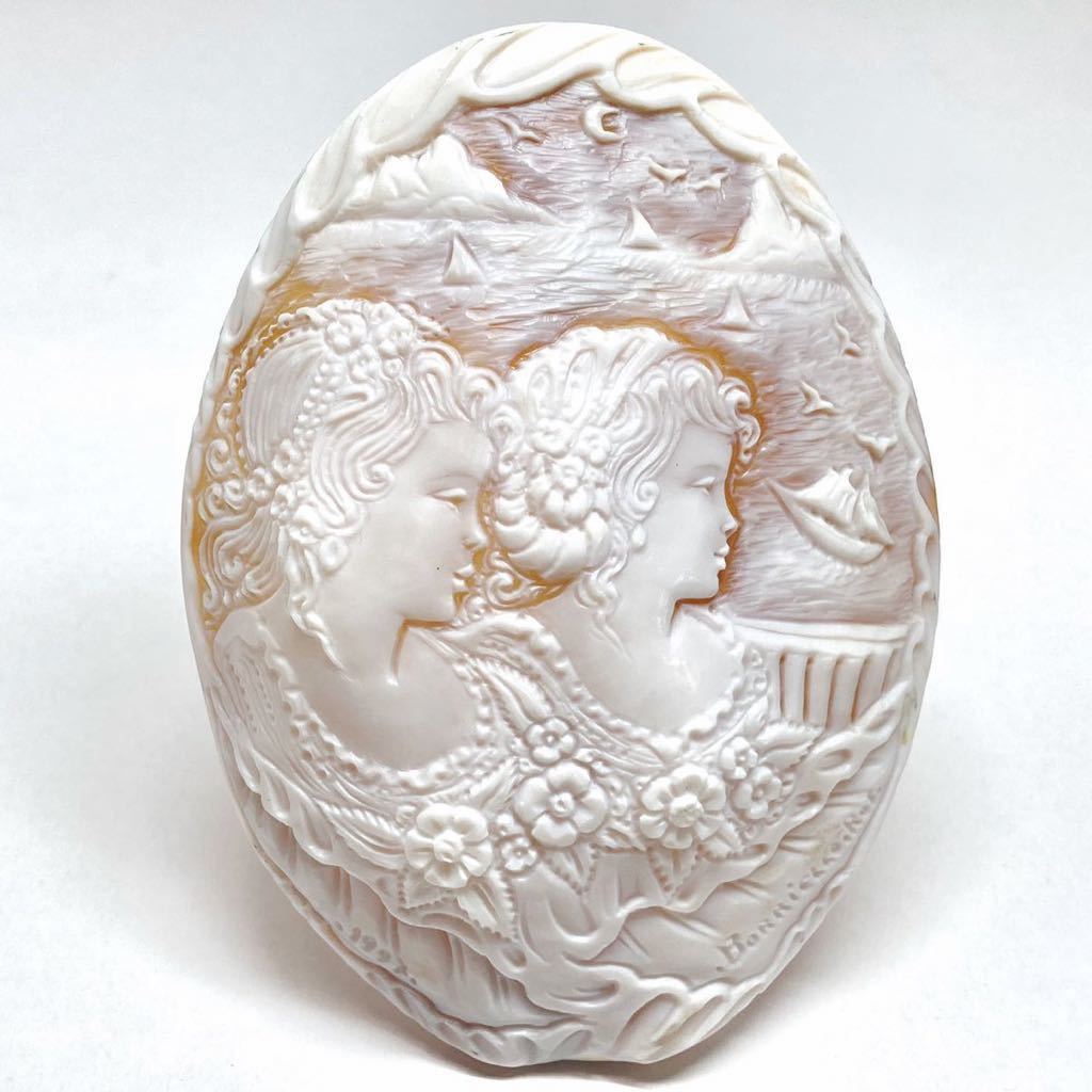 お買い得，人気SALE Borriello作 シェルカメオ 21.6g 108ct 91.1&times;67.7mm ルース 裸石 彫刻 貴婦人 shell CAMEO 宝石 アンティーク繊細 芸術 アート 作家物(カメオ)｜売買されたオークション情報、yahooの商品情報をアーカ カメオ