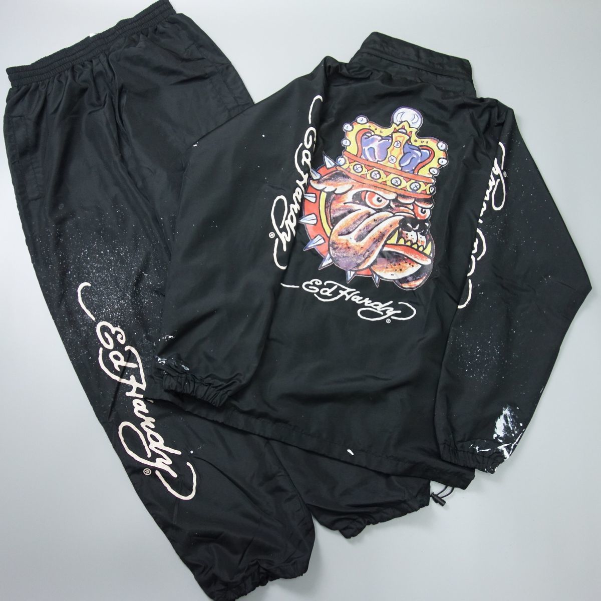 1円 訳有 Ed Hardy エドハーディー フード収納型 裏地メッシュ セットアップ ジャージ 黒 メンズ L ジャケット 上着 売買されたオークション情報 Yahooの商品情報をアーカイブ公開 オークファン Aucfan Com