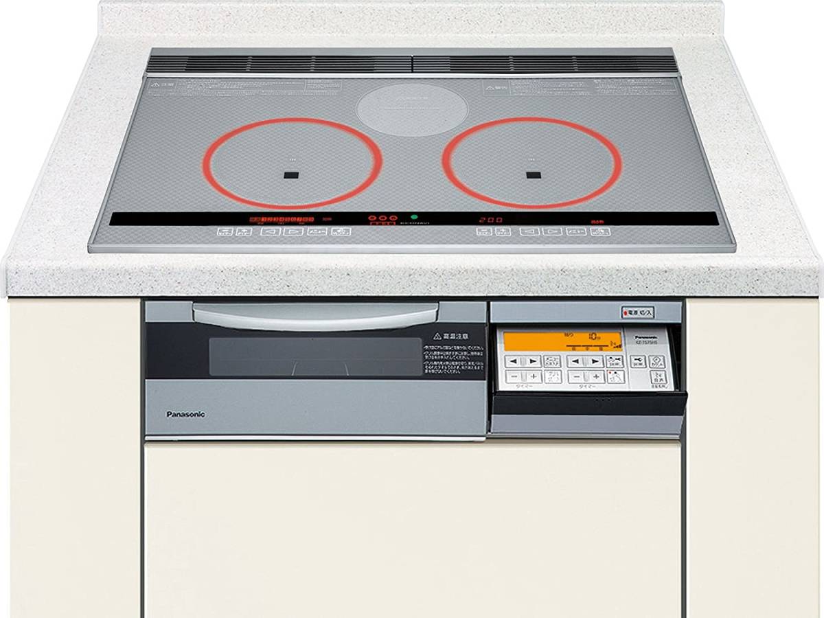  限定2台 激安 75cm2口ＩＨヒーター+1口ラジエント パナソニック／panasonic 定価284 000円／STS75HSK ライトシルバー／シルバー(IHクッキングヒーター（ビルトインタイプ）)｜売買されたオークショ キッチン