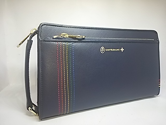 カステルバジャック【新品未使用】本革 セカンドバッグ M シェスト コン 即決 アウトレット 紺 正規品 格安 特価 在庫処分 セール！