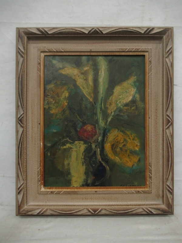 渡辺芳文「花」油絵・F3号 - 絵画買取・販売の小竹美術 油彩画 Art 油絵 :