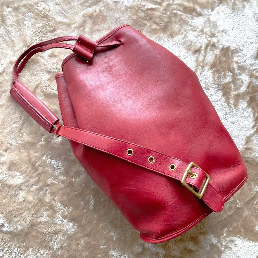 極美品】レア！COACH OLD COACH/ショルダーバック/バケツ型/赤
