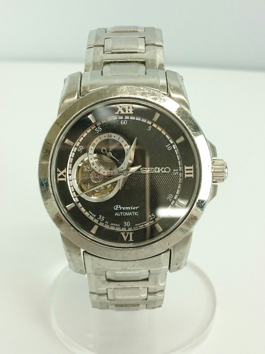 SEIKO◇Premier/腕時計/アナログ/ステンレス/BLK/SLV/4R39-00P0/自動 