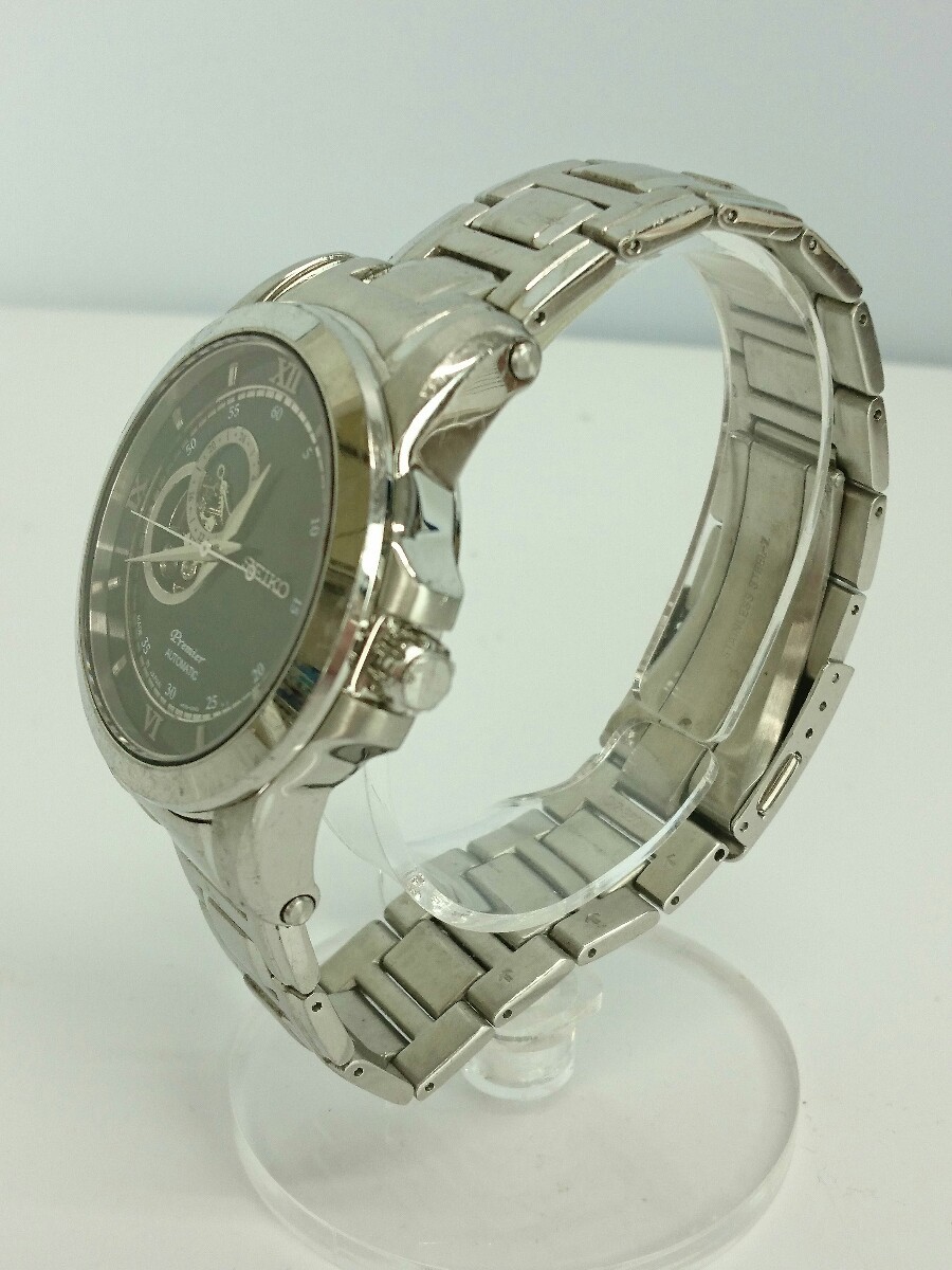 SEIKO◇Premier/腕時計/アナログ/ステンレス/BLK/SLV/4R39-00P0/自動 