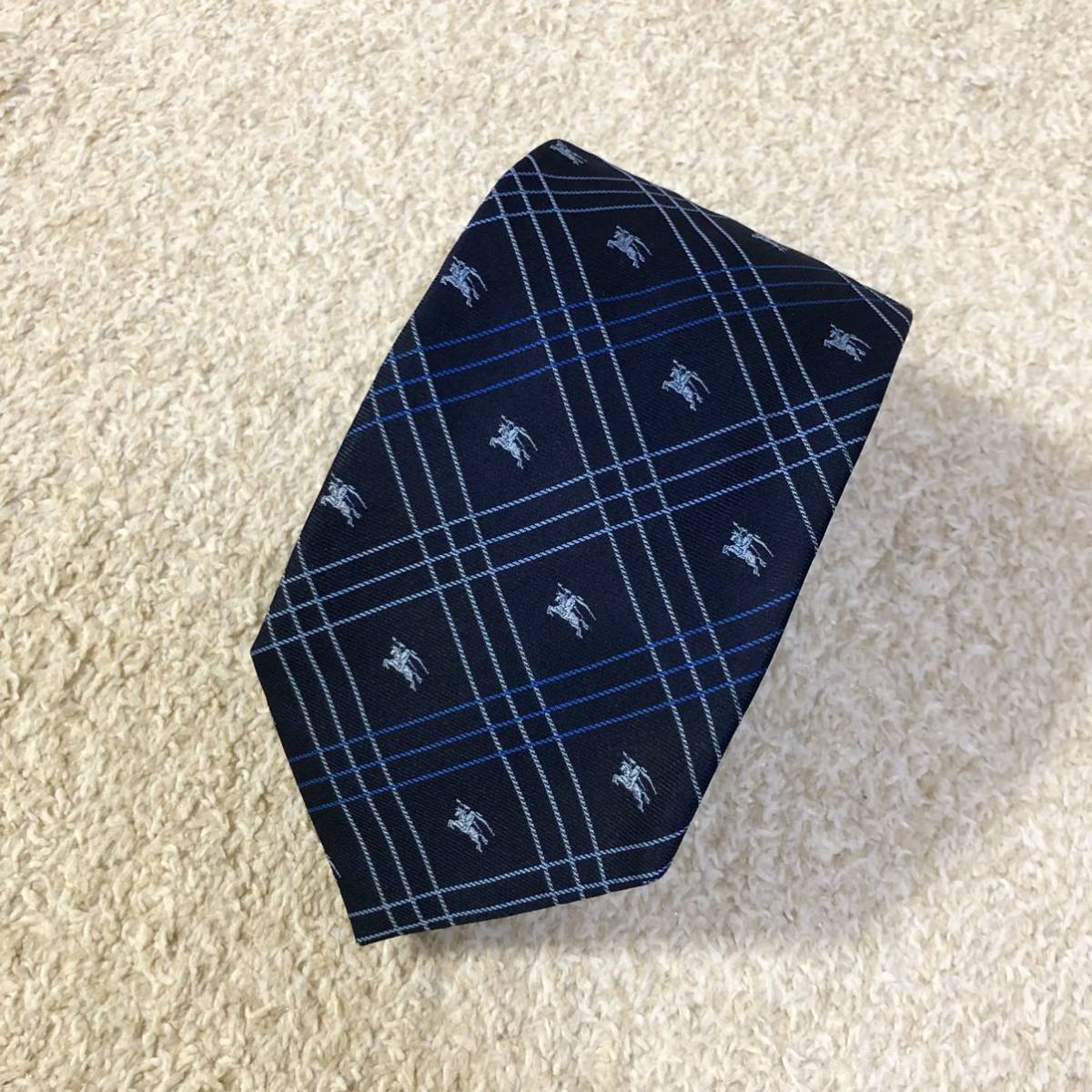 希少 BURBERRY LONDON バーバリーロンドン ネクタイ ネイビー紺色 
