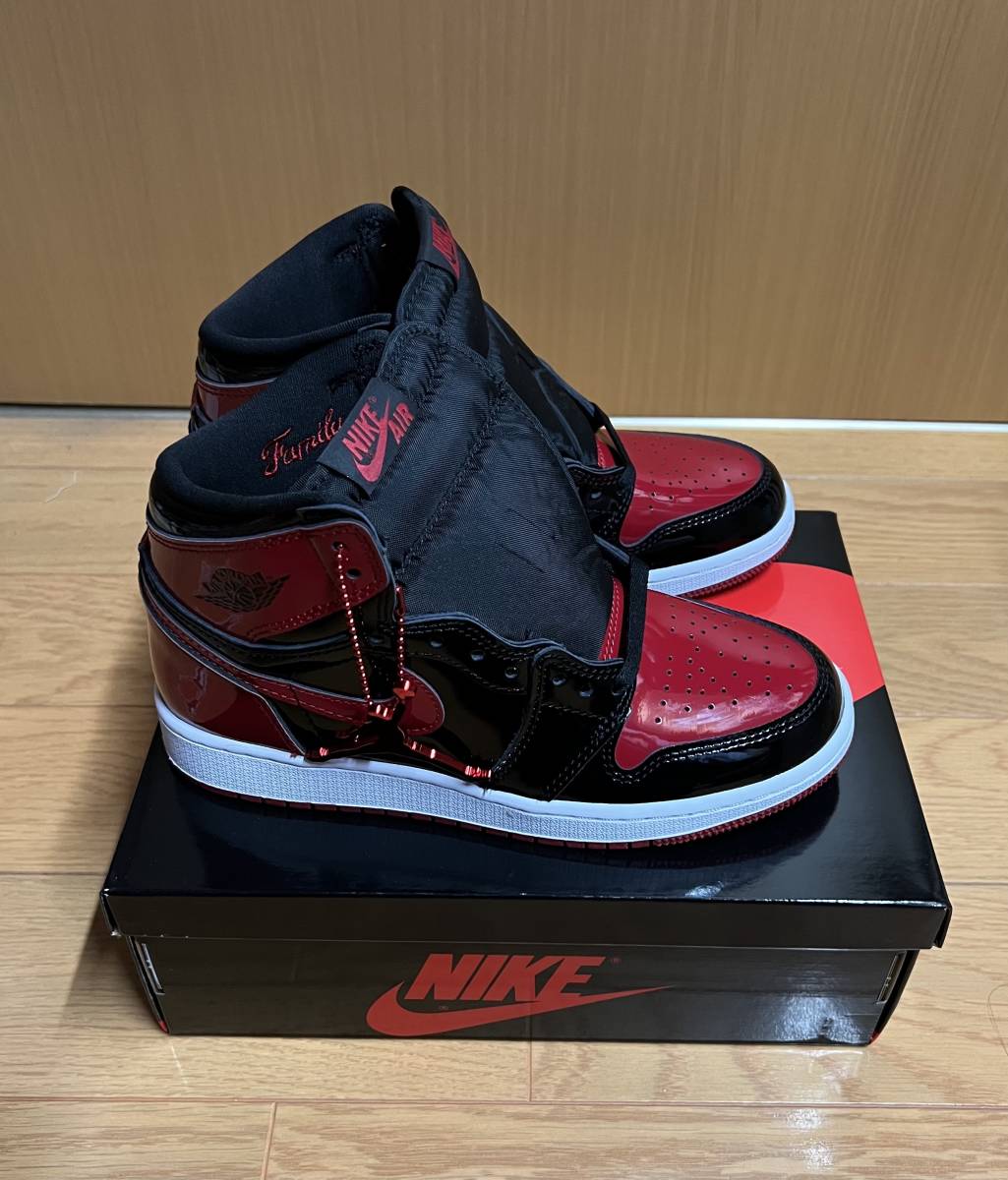 【新品未使用】23.5cm NIKE GS AIR JORDAN 1 RETRO HIGH OG PATENT BRED AJ1 ナイキ エアジョーダン1 パテント ブレッド US5Y SNKRS購入 GS Air Jordan ナイキ エアジョーダン1 UNC